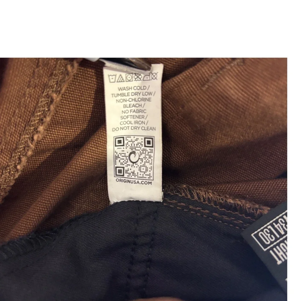 Origin USA Mens Straight Leg Canvas Work Pants Brown 34x30 Made in America jocko